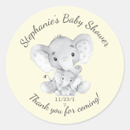 Elephant Jungle Animals Baby Shower Favor Pegatina