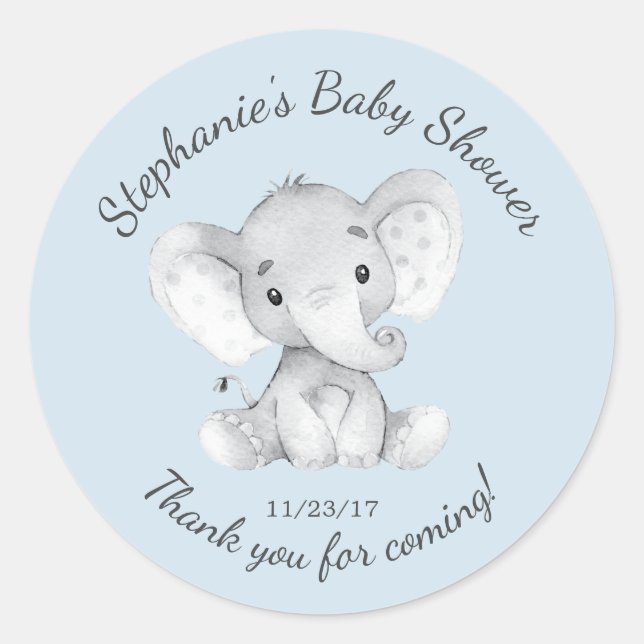 Elephant Jungle Animals Baby Shower Favor Pegatina (Anverso)