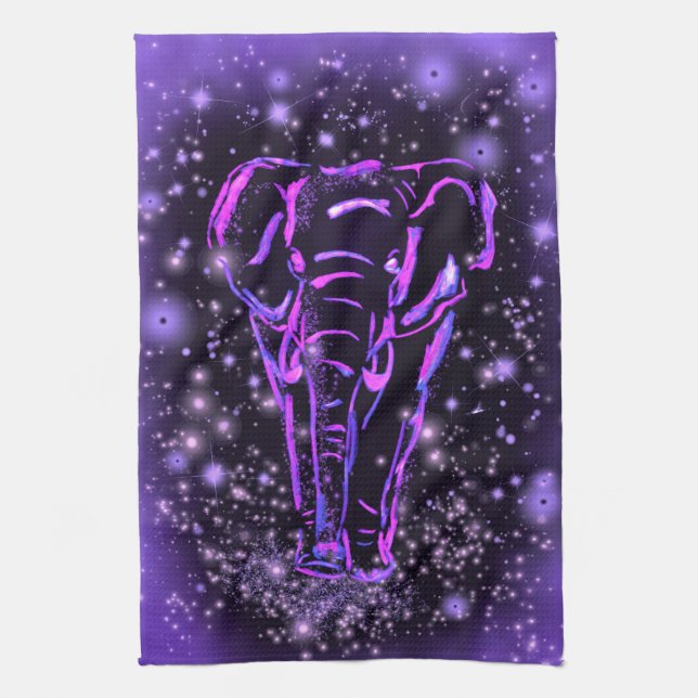 Elephant Kitchen Toalla Purple Pink Starry Noche (Vertical)