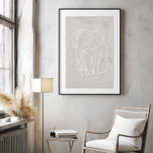 Elephant Line Art   Poster Safari minimalista