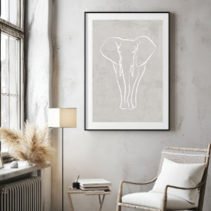 Elephant Line Art Poster Safari minimalista