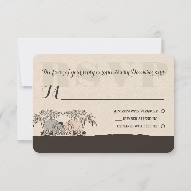 Elephant Love Wedding Rsvp Card (Anverso)