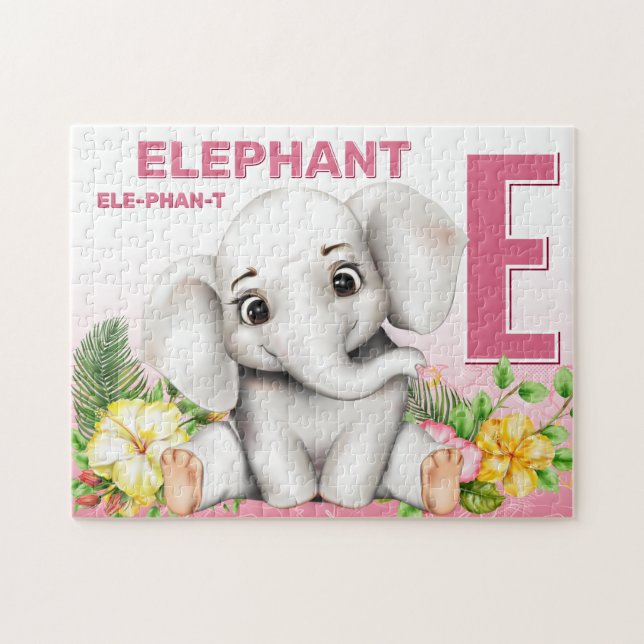 Elephant Safari Alphabet Kids Jigsaw Puzzle (Horizontal)