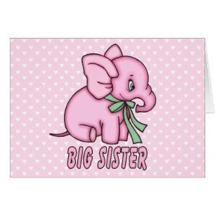 Elephant Toy Big Sister Blank Card