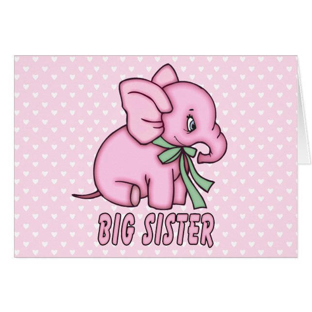 Elephant Toy Big Sister Blank Card (Anverso (Horizontal))