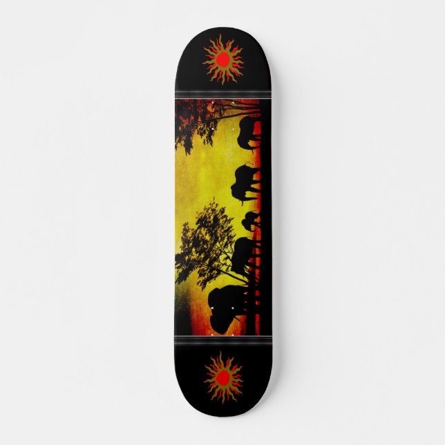 Elephants Sunset Skateboard (Anverso )