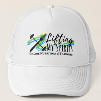 Elevación de mi gorra blanco del camionero de las