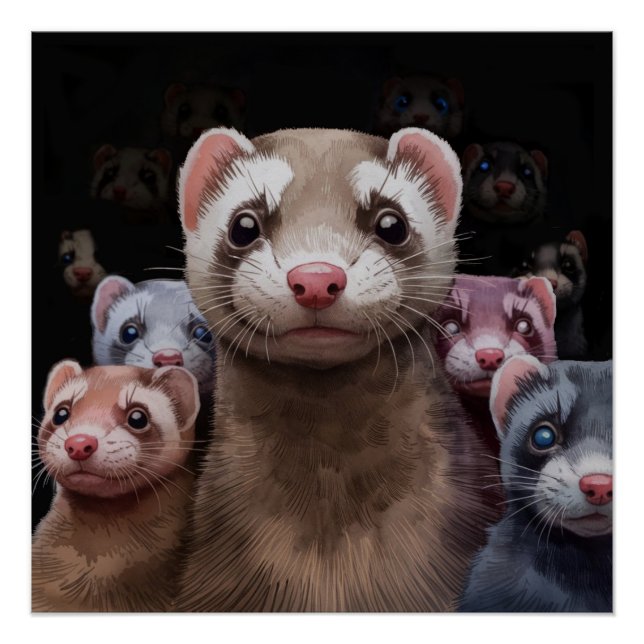 Eleven Stoic Ferrets Poster Wall Art (Anverso)