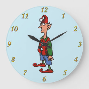 Elf At Atención reloj de pared azul