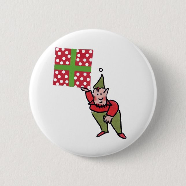 Elf con el botón de regalo de punto de Polka (Anverso)