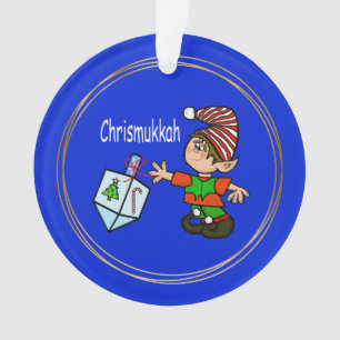 Elf con el ornamento de Dreidel Chrismukkah
