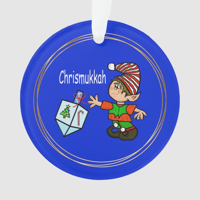 Elf con el ornamento de Dreidel Chrismukkah (Anverso)