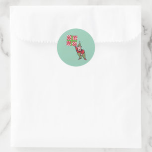 Elf con pegatinas redondos de Polka Dot Gift