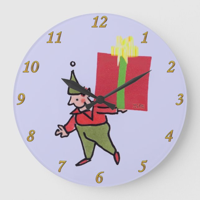 Elf con reloj de pared púrpura de caja roja (Anverso)