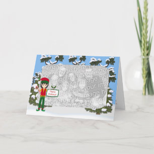 Elf de navidades con tarjeta de fotos Candy Cane