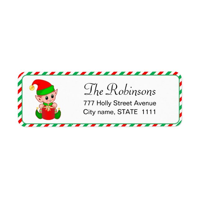 Elf de Navidades cortos en etiqueta blanca (Frente)