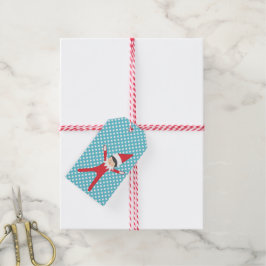 Elf en la etiqueta de regalo