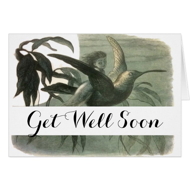 Elf Fairies Elves Moon Night Scene Bird Flying (Anverso (Horizontal))