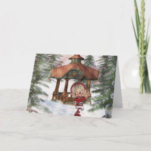 Elf navidad en tarjeta de felicitación del Polo No