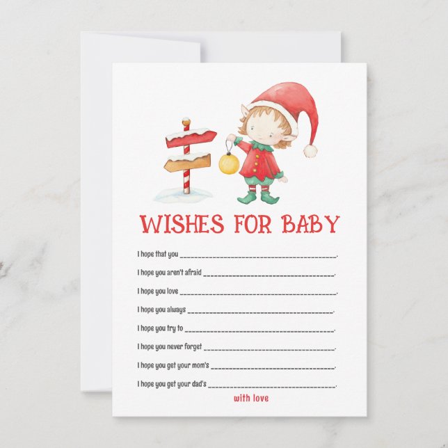 Elf, Navidades Baby Shower quiere una nota de bebé (Anverso)