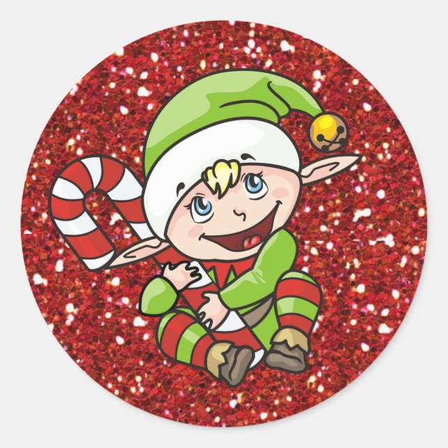 Elf navidades con Pegatinas de Candy Cane (Anverso)
