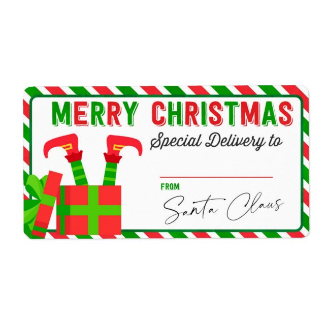 Elf navidades Del Pegatina De Regalos De Santa Gif (Frente)