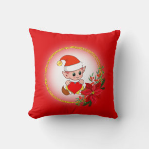 Elf navidades en Cojín decorativo rojo