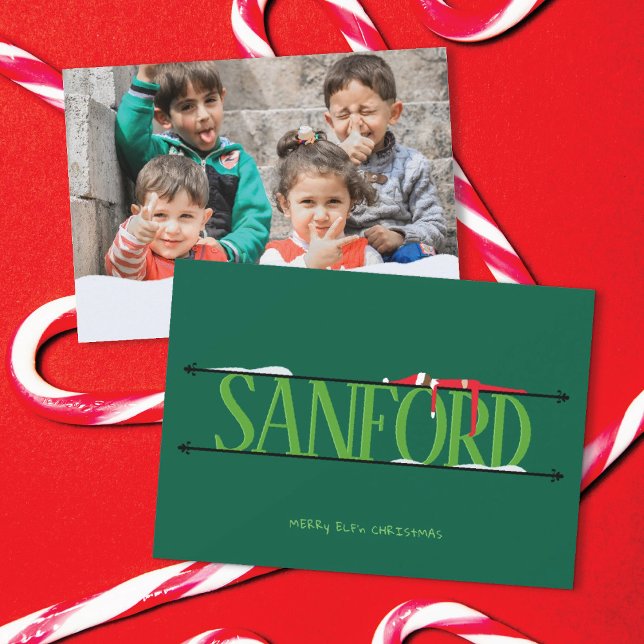 Elf Shenanigans Nombre Tarjeta de Navidades de fot (Subido por el creador)