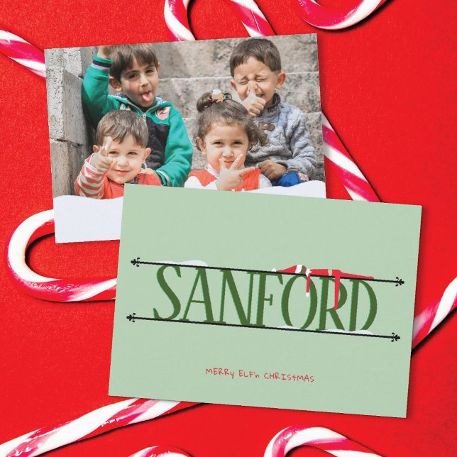 Elf Shenanigans Nombre Tarjeta de Navidades de fot (Subido por el creador)