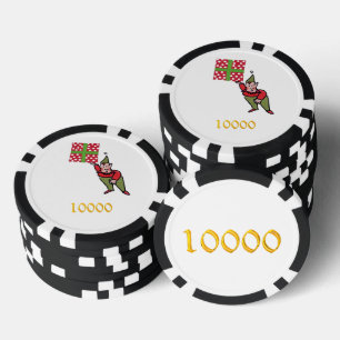 Elf w Polka Dot oro negro de 10K ficha chip de pók
