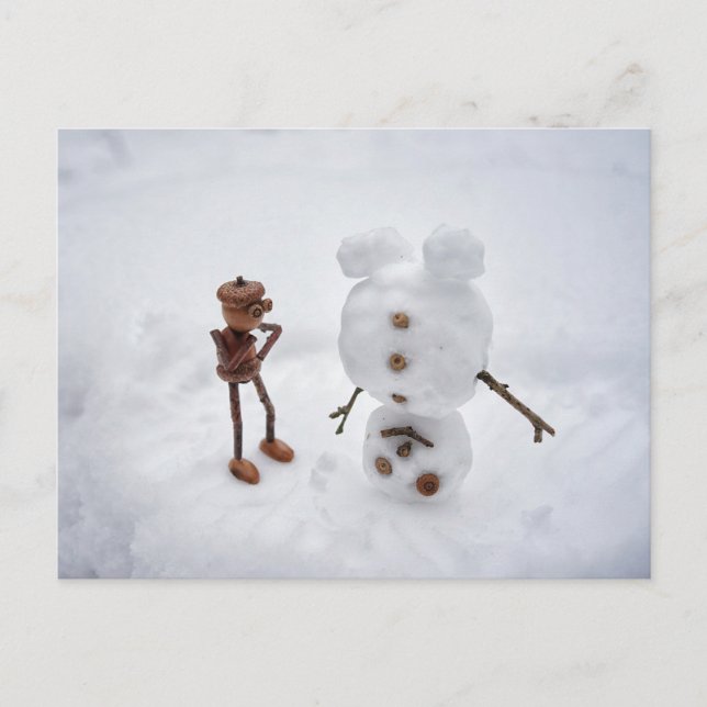 Elfo de Acorn haciendo una postal de invierno de s (Anverso)