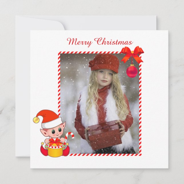 Elfo de Navidad moderno y foto personalizada (Anverso)