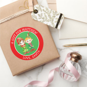 Elfos Adorables   De y hacia Navidades etiqueta de