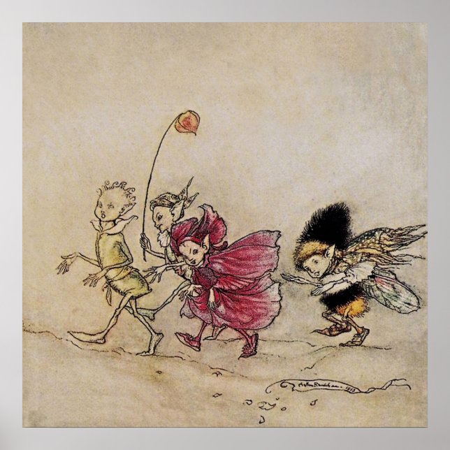 “Elfos” Arte de hadas de Arthur Rackham (Frente)