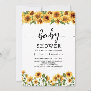 elgante Sunny Sunflower baby ducha invitación a la