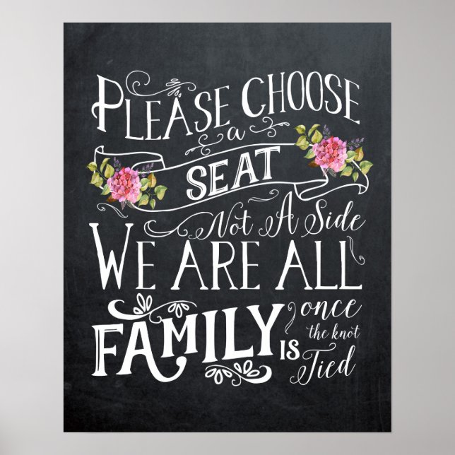 Elige un asiento no un lado señal de boda (Frente)