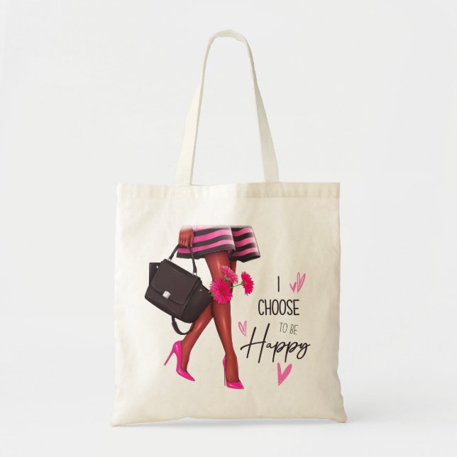 Elijo Ser Feliz (Piel Oscura) Bolsa De Tote (Frente)