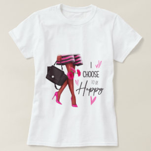 Elijo ser feliz (piel oscura) camiseta femenina