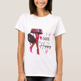 Elijo ser feliz (piel oscura) camiseta femenina