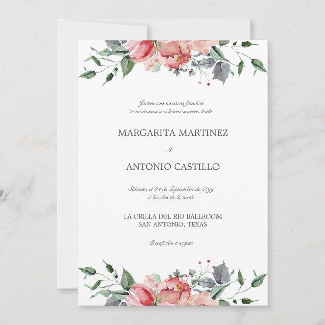 Elizabeth Invitaciones de Boda Elegantes Boda (Anverso)