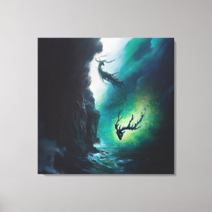 Elk Antlers Magical Witchy Green Portal Arte de IA
