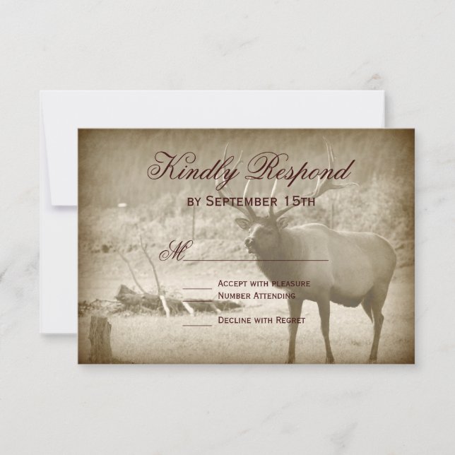 Elk Big Game Wildlife Antlers Boda Tarjetas RSVP (Anverso)