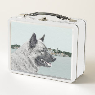 Elkhound noruego en pintura de aldea - Arte de per