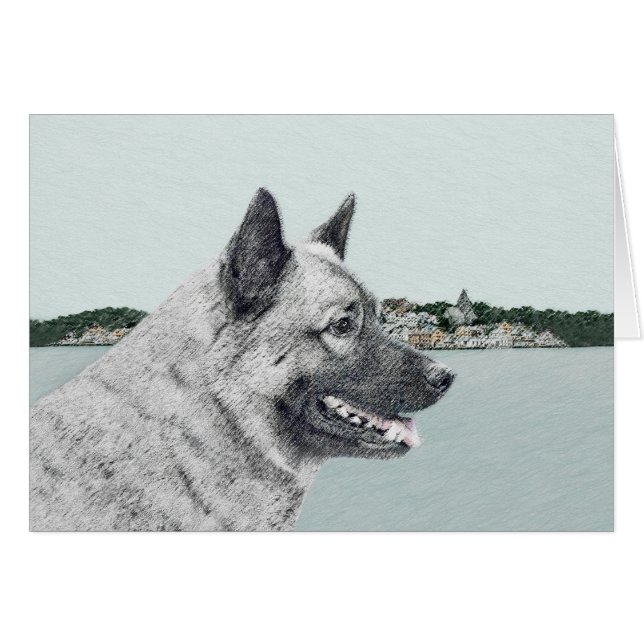 Elkhound noruego en pintura de aldea - Arte de per (Anverso (Horizontal))