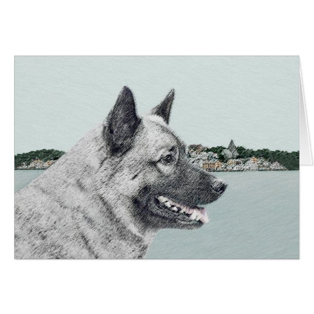 Elkhound noruego en pintura de aldea - Arte de per (Anverso (Horizontal))