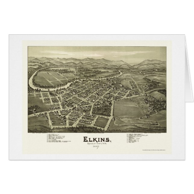 Elkins, mapa panorámico de WV - 1897 (Anverso (Horizontal))