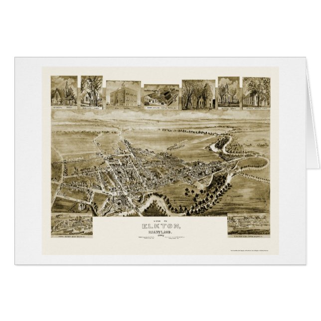 Elkton, mapa panorámico del MD - 1907 (Anverso (Horizontal))