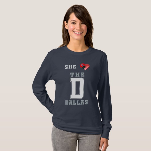Ella ama la camiseta D Dallas la bandera norteamer (Anverso completo)