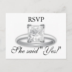 ¡Ella dijo que sí! Tarjetas RSVP de Diamond Ring
