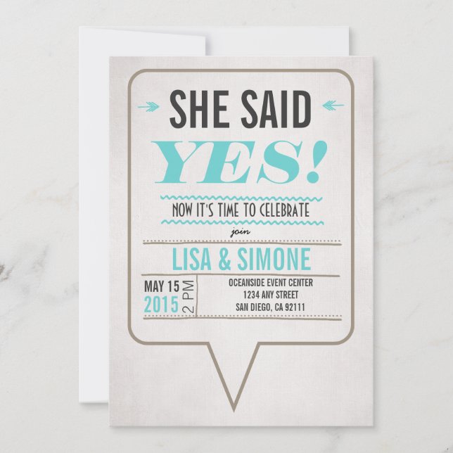 Ella Dijo Sí A La Invitación A La Boda Lesbiana (Anverso)